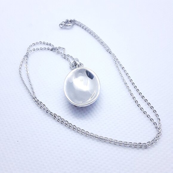 16 inch sterling silver chain and pendant auqa blue and fusha colors and cz's - Picture 5 of 9